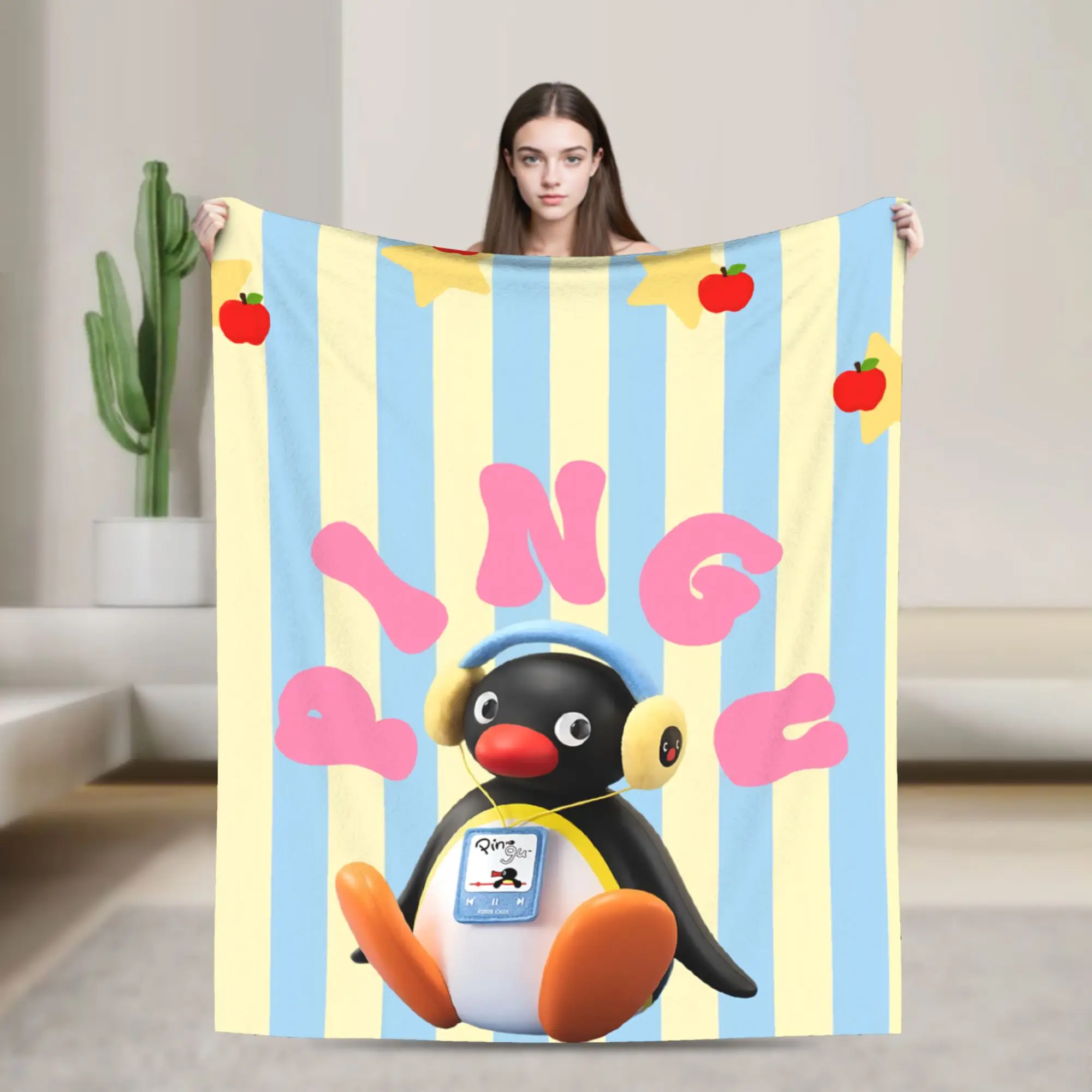 Pingu Penguin Gift Blanket For Men Women Super Soft Warm  Throw Blankets for Bed 50x60 Inches Multi-size