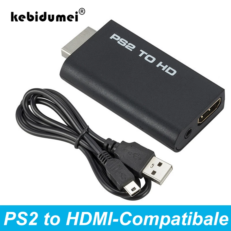 PS2 to HDMI-compatibale Audio Video Converter Adapter With 3.5mm Audio Cable Supports PC All Ps2 480i/480p/576i Display Modes