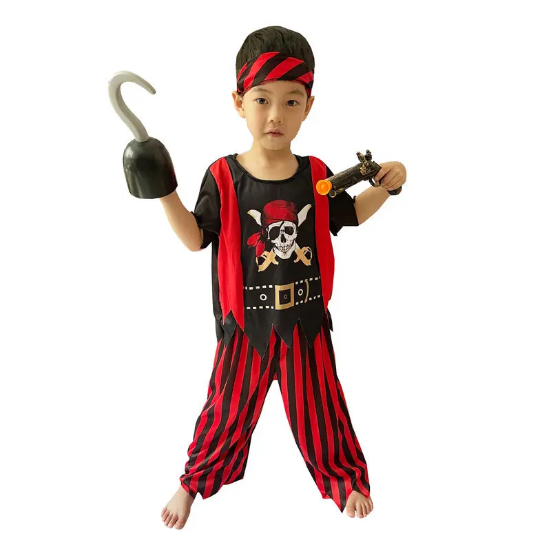 Funny Children's Performance Costumes Pirates Headbands Tops and Pants Children's Party Pirate Hat Costumes