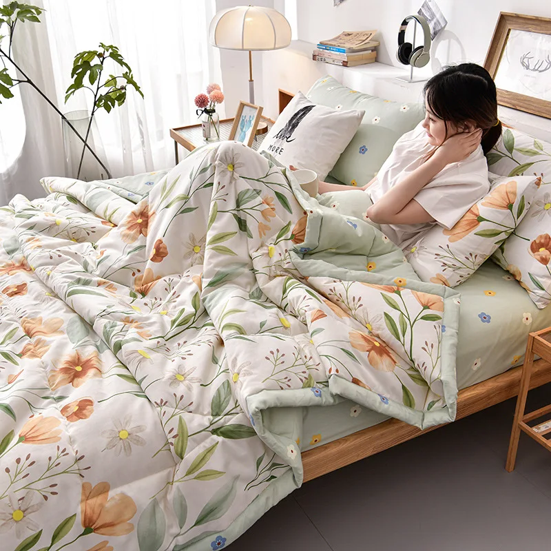 

Summer quilt bed washed cotton soybean solid color thin section plaid quilt bedspread double quilt quilt air conditioner quilt