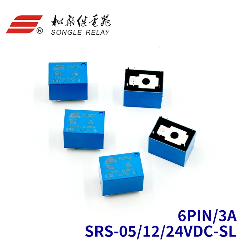 5Pcs SONGLE Relay SRS-05VDC-SL SRS-12VDC-SL SRS-24VDC-SL -SH 6Pin 3A Synchronous HK4100F 5V 12V 24V Signal Relay