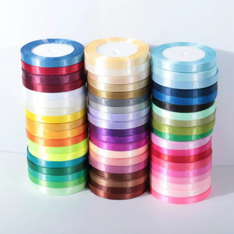 22 Meter/Rolle 0,6 cm Seidensatinbänder DIY Handgemachte Basteleien Weihnachten Hochzeit Geburtstag Party Geschenkverpackung Band Weiß Rosa Bl