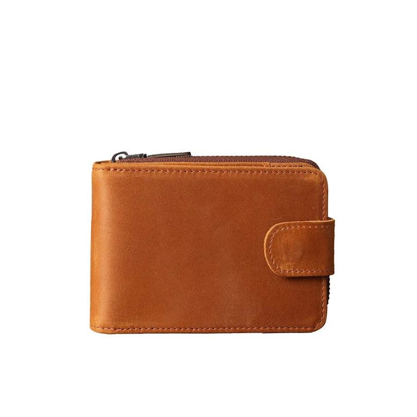 1125 Men's Real Pickup Bag Section Short, First Layer Cowhide Accordion Card Bag with Multiple Card Buttons