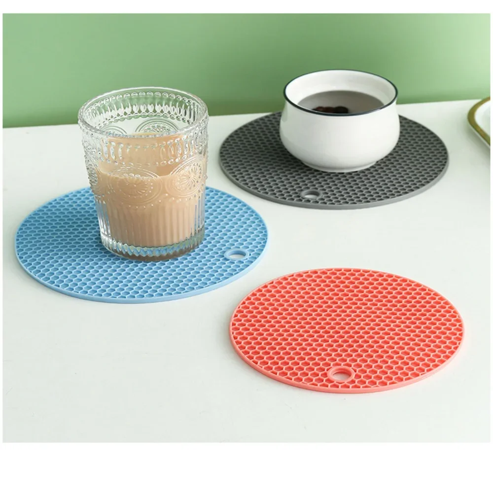 Large Round Heat Resistant Silicone Mat Drink Cup Coasters Insulation Non Slip Pot Holder Thicken Table Placemat Kitchen Tools