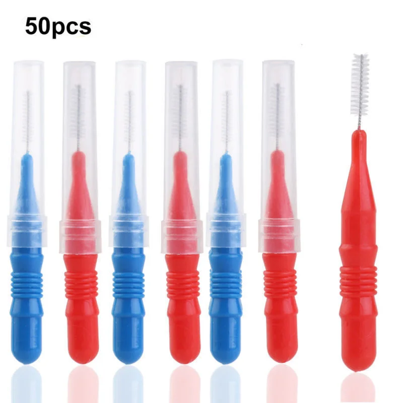 50 Pcs Floss Interdental Brush Picks Tooth Brushes between Teeth Oral Care Tool Orthodontics