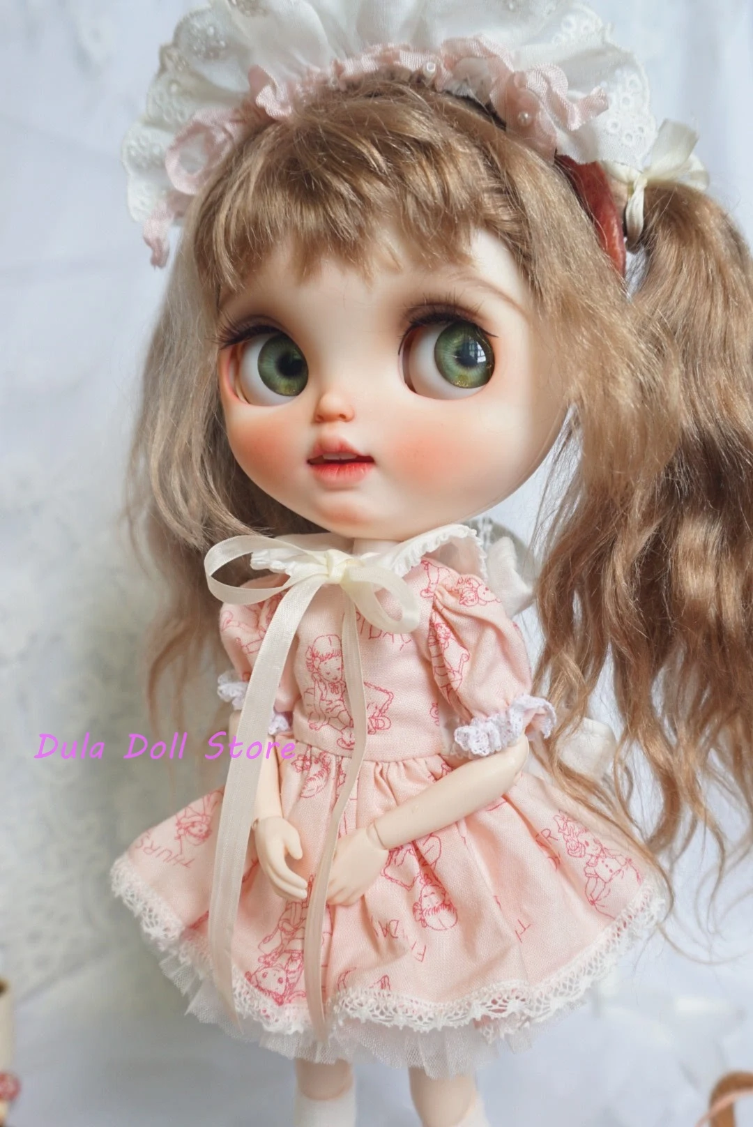 

Dula Doll Clothes Dress Pink Love Maid Outfit for Blythe ob24 ob22 Azone Licca ICY JerryB 1/6 Doll