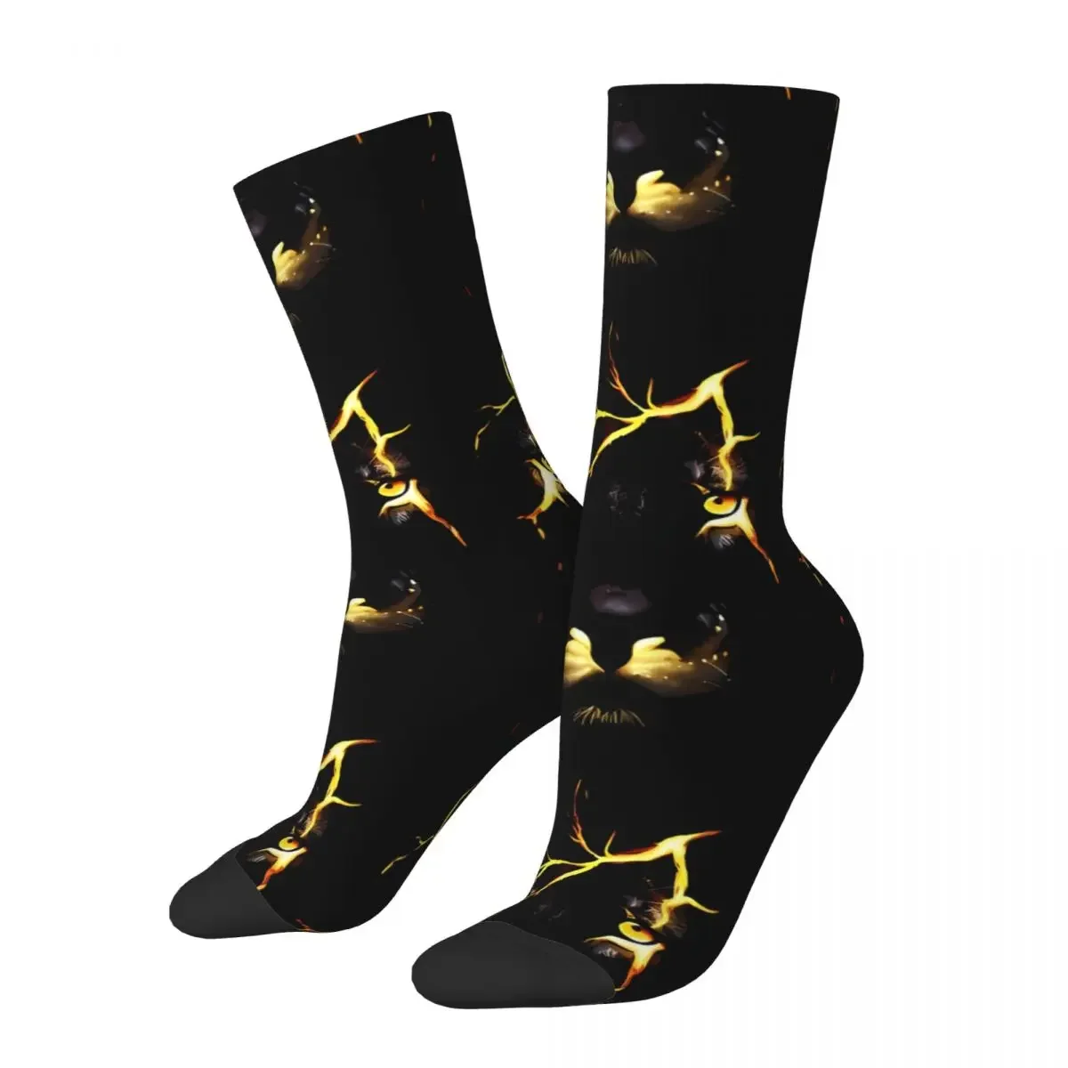 Funny Crazy Sock for Men Classic Hip Hop Golden Lion And Damask Breathable Pattern Printed Crew Sock Casual Gift