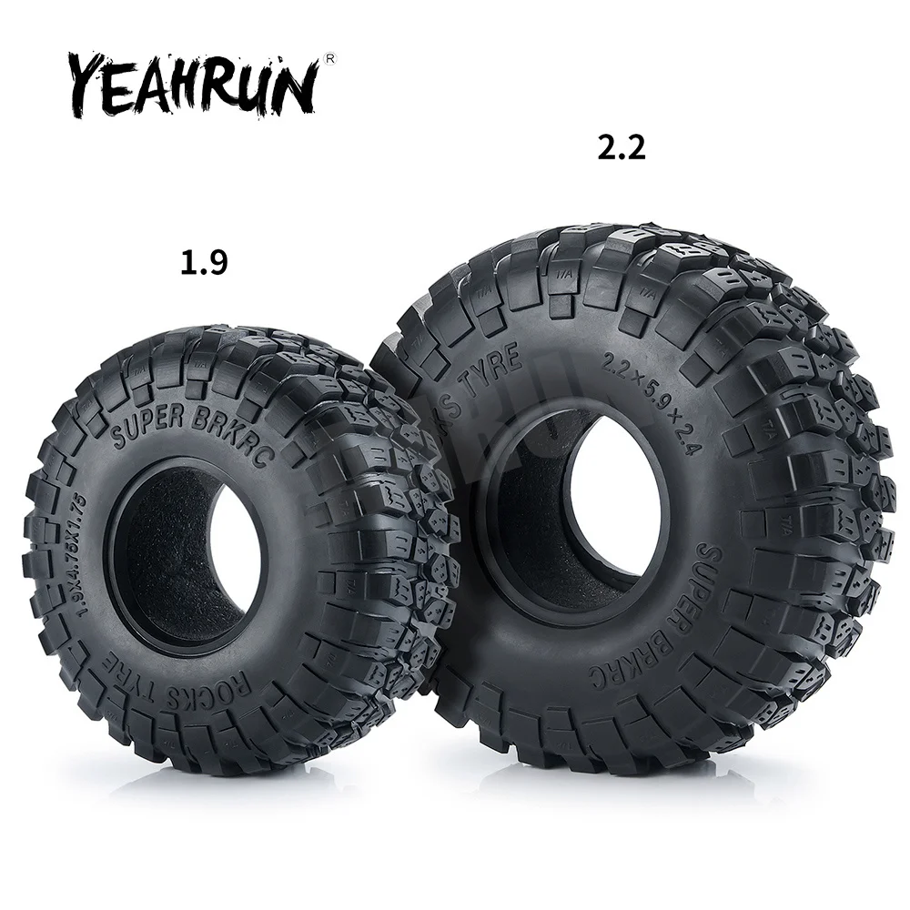YEAHRUN 4Pcs 1.9/2.2inch Beadlock Wheel Rim Rubber Tires 120/150mm OD for Axial SCX10 Wraith TRX-4 1/10 RC Crawler Car Parts