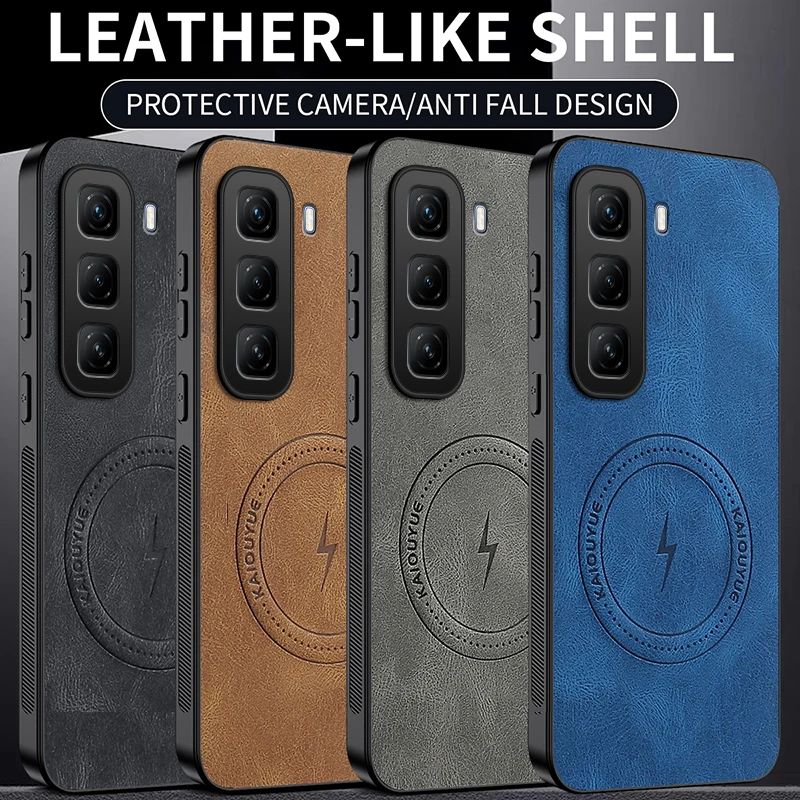 For infinix Hot 60 Pro Plus Case Luxury PU Leather Magnetic Magsafe Protective Back Cover For infinix Hot 60i 60Pro Phone Shell view 6