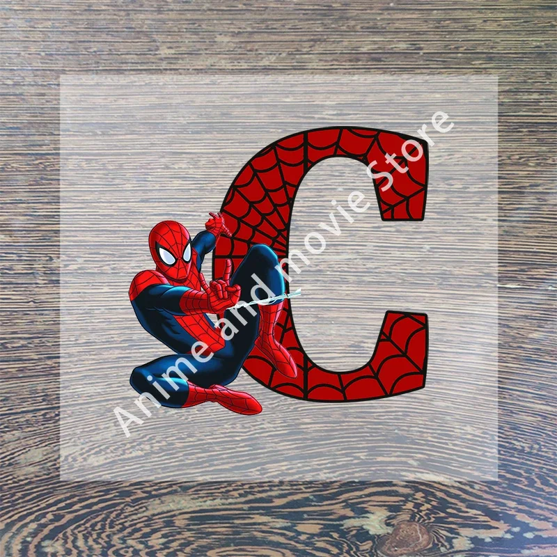 Marvels SpiderMans Letter Clothes Sticker Hot Transfer Clothing Patch Iron on Patch Women Leopard Print T Shirt Sticker Gifts