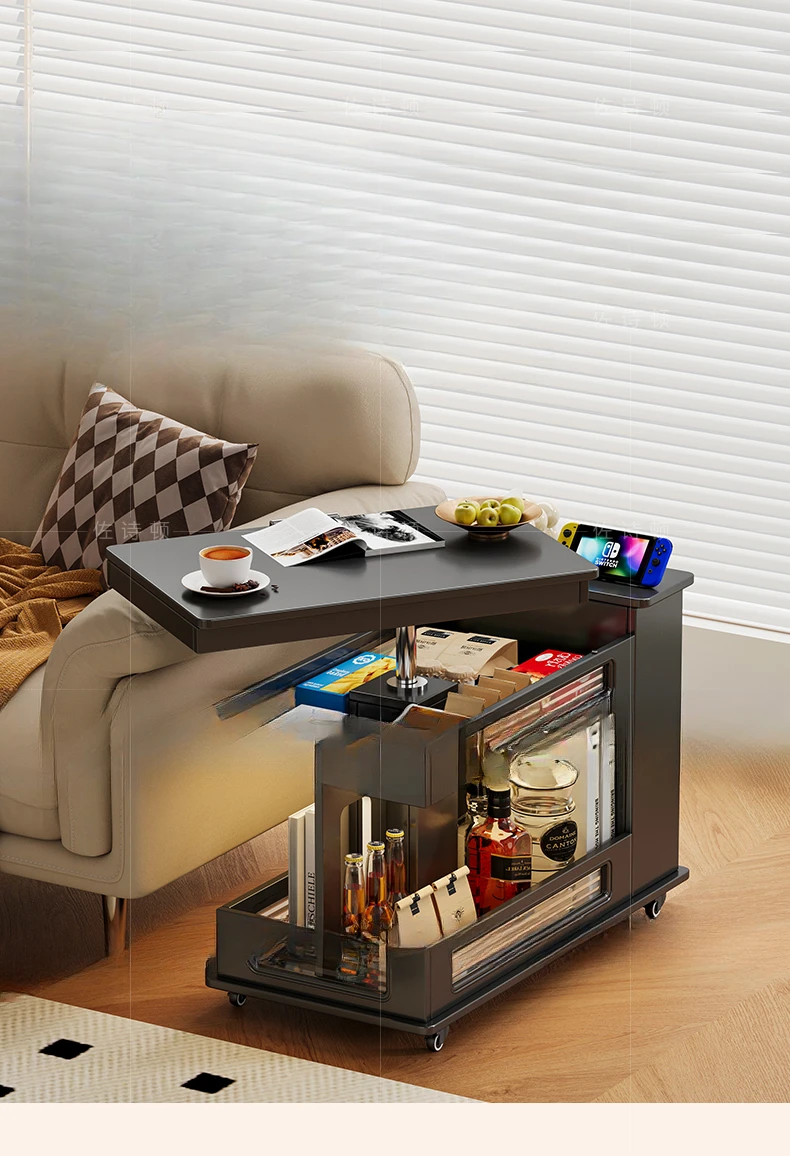 

Home small cart with movable coffee table and lift, new minimalist small apartment design light luxury high-end feeling