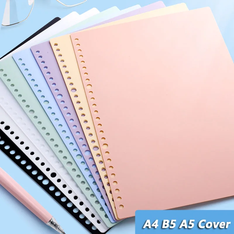 Separador de índice de cubierta de hojas sueltas de PP transparente, accesorio de cuaderno, papelería útil, A4, B5, A5, 30/26/20 agujeros, 6 hojas