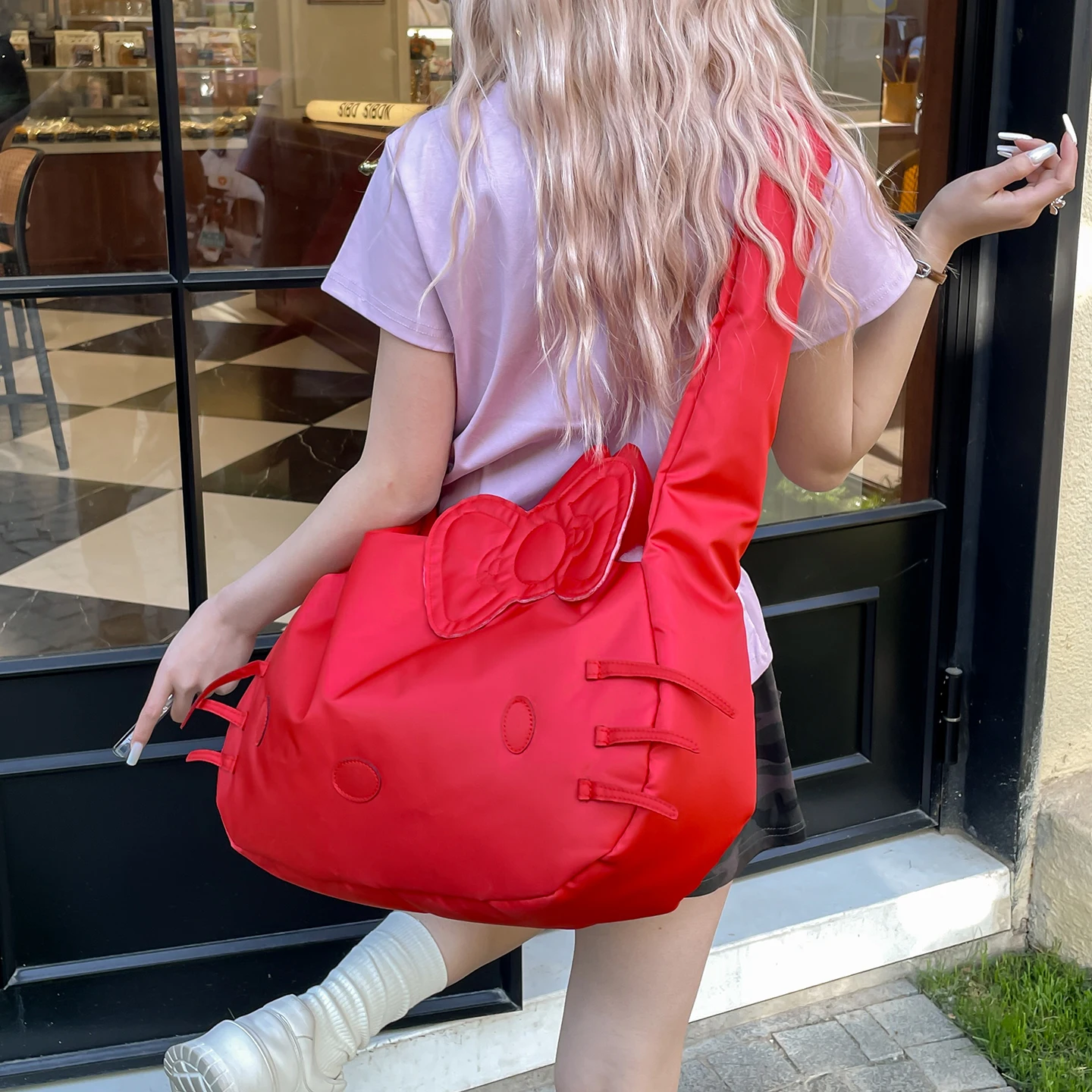 Kawaii Hello Kitty sacs à bandoulière grande capacité 2025New Design Sense loisirs voyage sac de banlieue pour filles femmes Peluche point