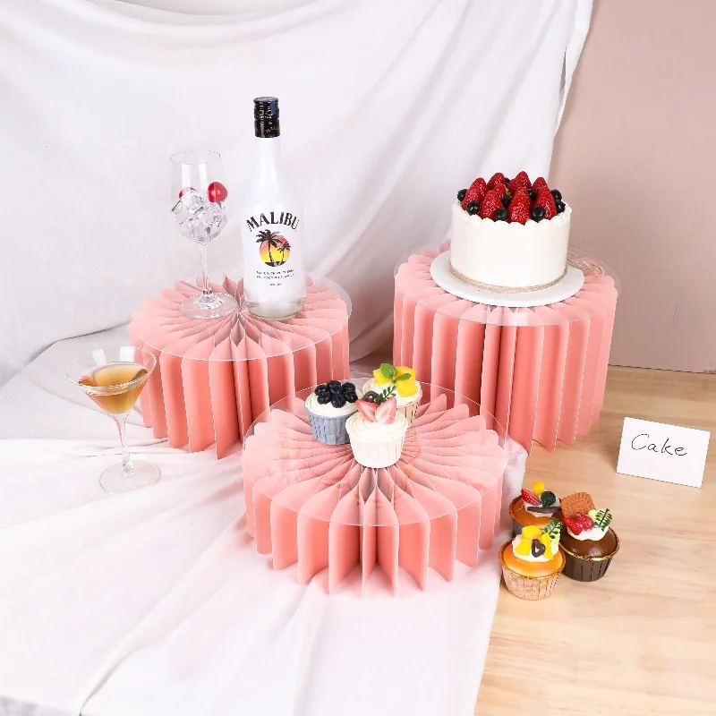 5pcs Buffet Riser Dessert Table Display Set White Cardboard Display Stands for Party Birthday Drink Collectibles Jewelry Show