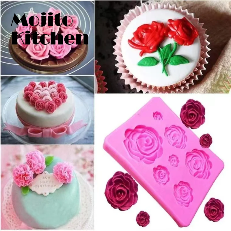 

Rose Flower Silicone Molds Candy Polymer Clay Mold Chocolate Party Baking Wedding Cupcake Topper Fondant Cake Decorating Tools