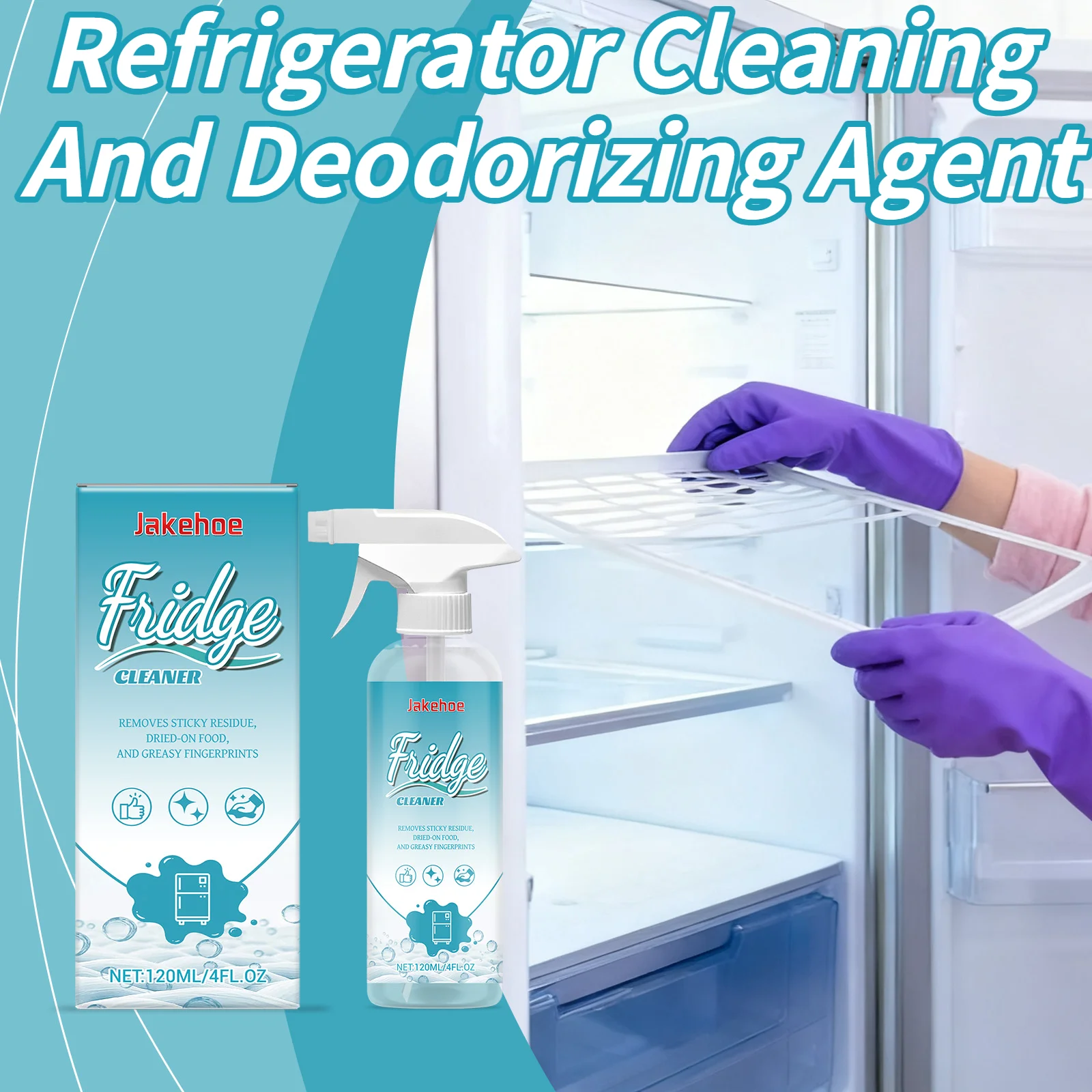 Refrigerator Cleaner Stain Remover Odor Remover Deodorizer Multifunctional Household Refrigerator Cleaning And Care Agent 120ml