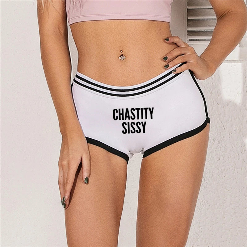 CHASTITY SISSY Underwear for Women Funny Female Boxer Shorts Cotton Boy Shorts Cute Girl Panties Breathable Womens Intimates