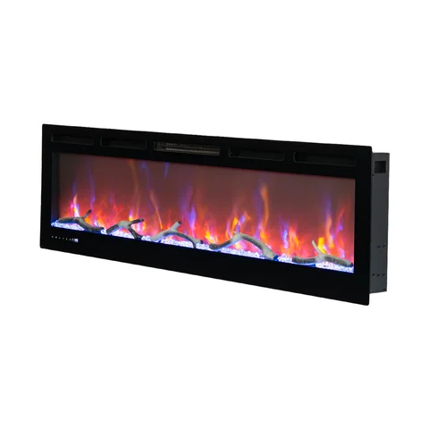 50 Inch Electric Fireplace Inserts, Recessed Wall Mounted Electric Fireplace Low Noise with Multicolor Flame, Crackling Sound, Alexa/Touch Panel/Remote Control, Wifi Enabled