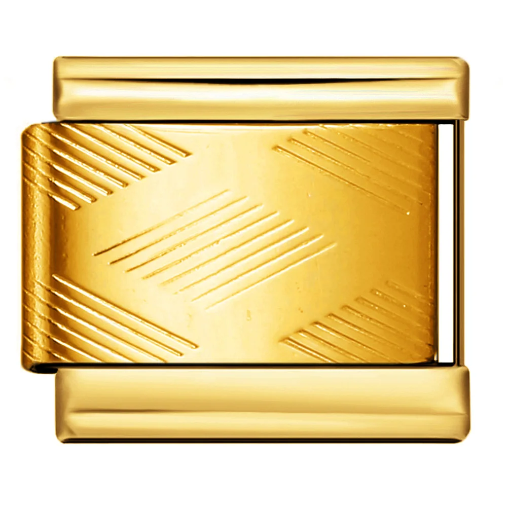 Einfache quadratische Rhombus-Leopardenmuster-Perlen aus italienischem Edelstahl, passend für 9mm, für die Herstellung von DIY-Schmuck wie Armbändern für Damen und Herren. – Detail 4