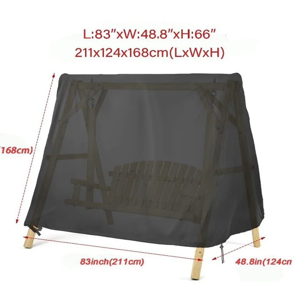 Protective Patio Swing Cover for A Frame 3 Seat Swing 211x124x168cm Weatherproof Fabric with Side Zipper and Secure Fit