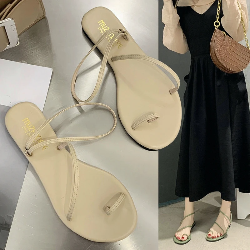 Beach Sandal Woman Luxury All-Match 2024 Summer Flip Flops Platform Clear Heels Suit Female Beige Women’s Shoes Corrective Gladi