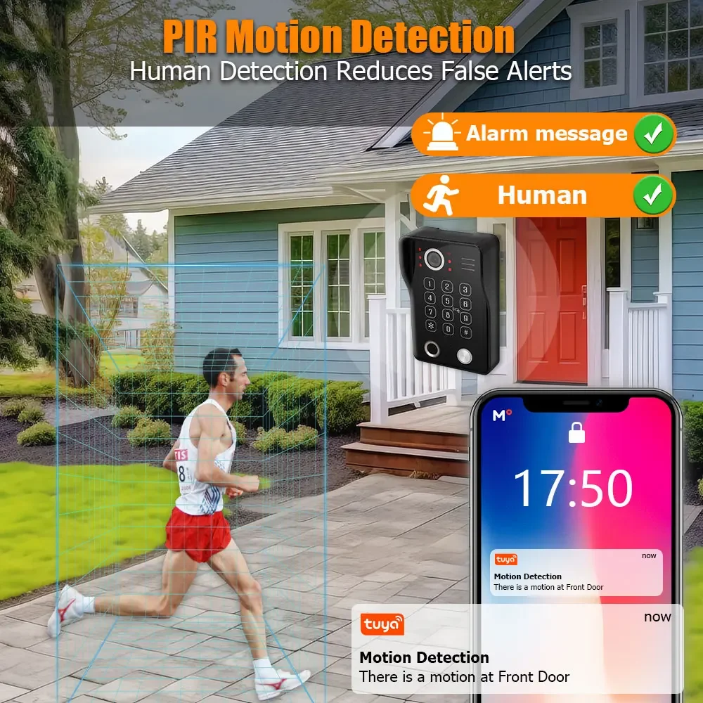 Fingerprint 5in1 Unlock Smart Wifi Door Camera with Monitor Intercom for Home Interphone Doorbell with RFID Card