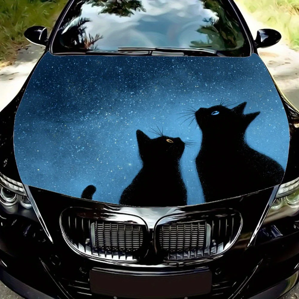 

Two Black Cats Car Hood Decal Sticker, Truck Sticker, Self-Adhesive Long-Lasting Car Accessories, Suitable For Car, Truck Hood O