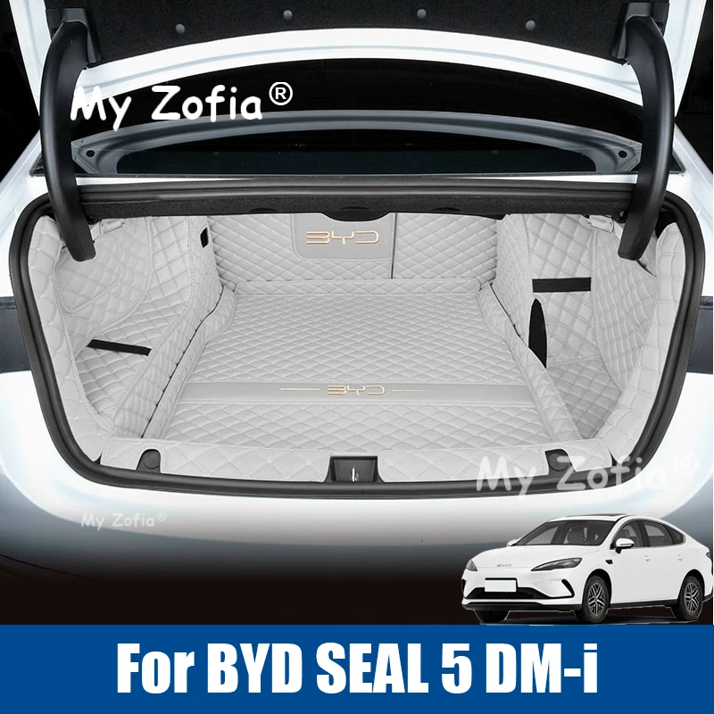 

Для BYD SEAL 5 DM-i 2025 2026 Автомобильный коврик в багажник, коврик для багажника, задний багажник, кожаный напольный ковер, защитный коврик, аксессуары, коврики