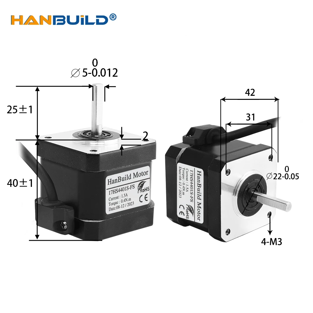 1pcs Stepper+Motor 17HS4401S-FS  Waterproof motor captive 42 motor Nema17 motor 1.5A 40N.CM for 3D printer CNC XYZ