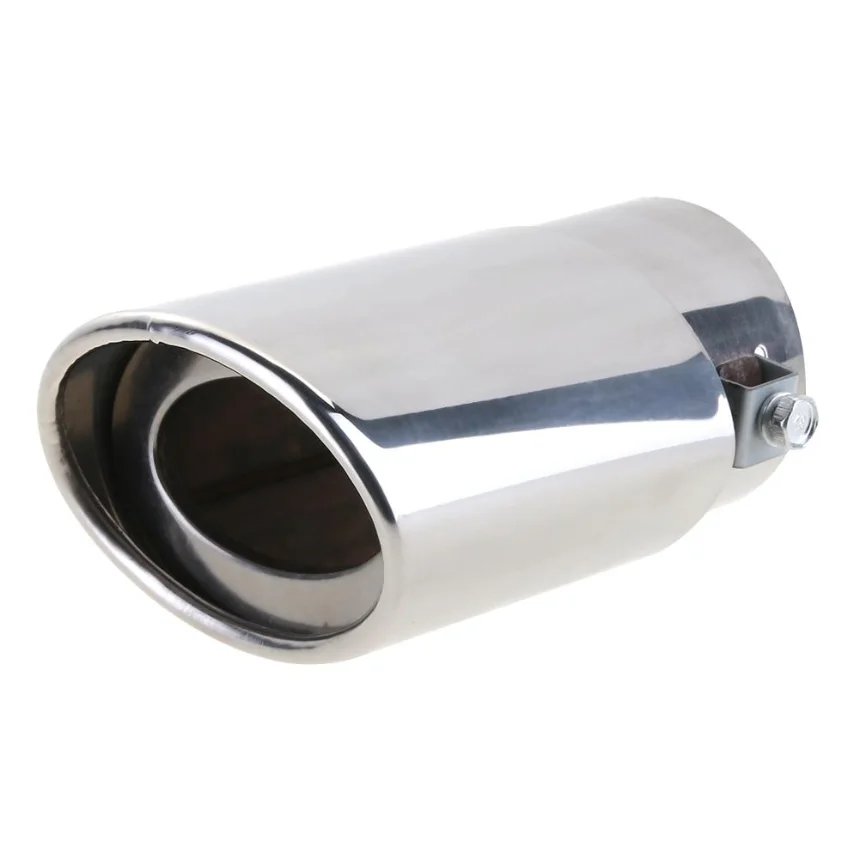 Stainless Steel Car Tail Rear Chrome Round Exhaust Pipe Tail Muffler Tip Universal Automobile Refitted Accessories 1pcs