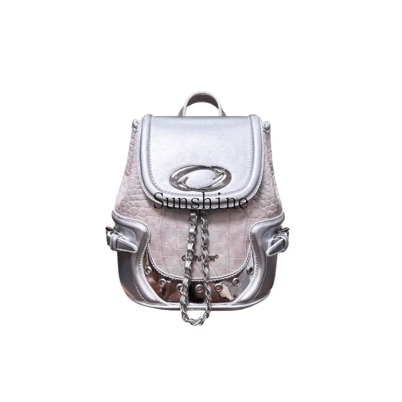 Cultivator Original Niche European and American Millennial Spice Girls Fog Pink Crocodile Pattern Mini Backpack New