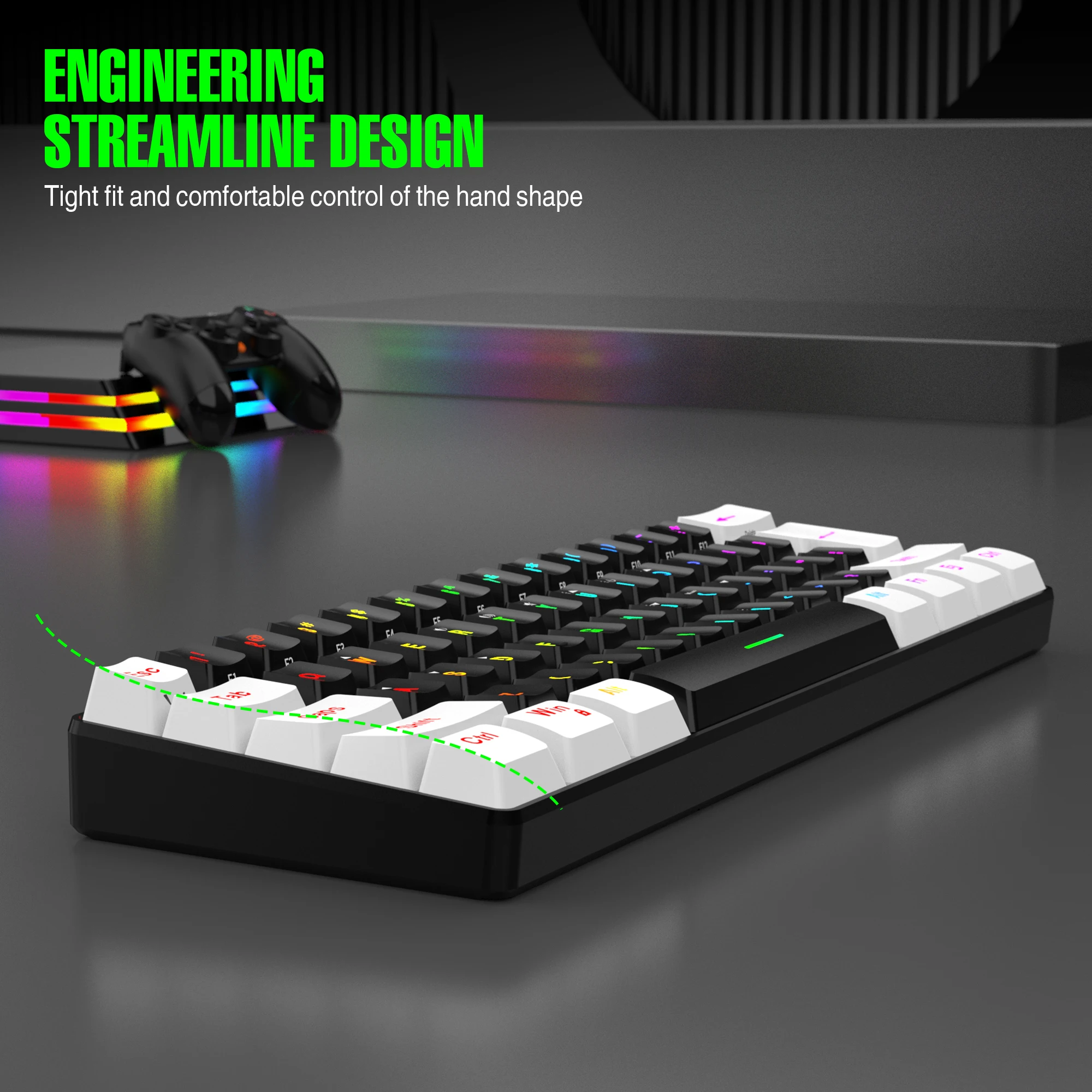 Imagem -05 - Usb Wired Keyboard Mouse Kit Rgb Backlight Iluminação Led Colorida Gaming Mouse 61 Teclas 3200dpi