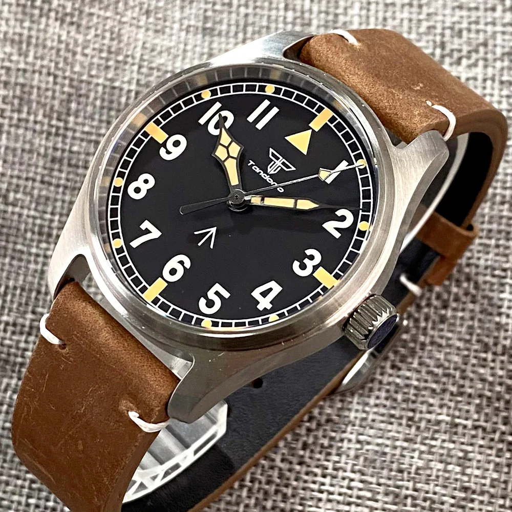 Tandorio 39mm Pilot Fashion NH35 PT5000 Mechanical Watch Men Vintage Hand Sapphire Orologio Pilota Montre Field Pilote 200m