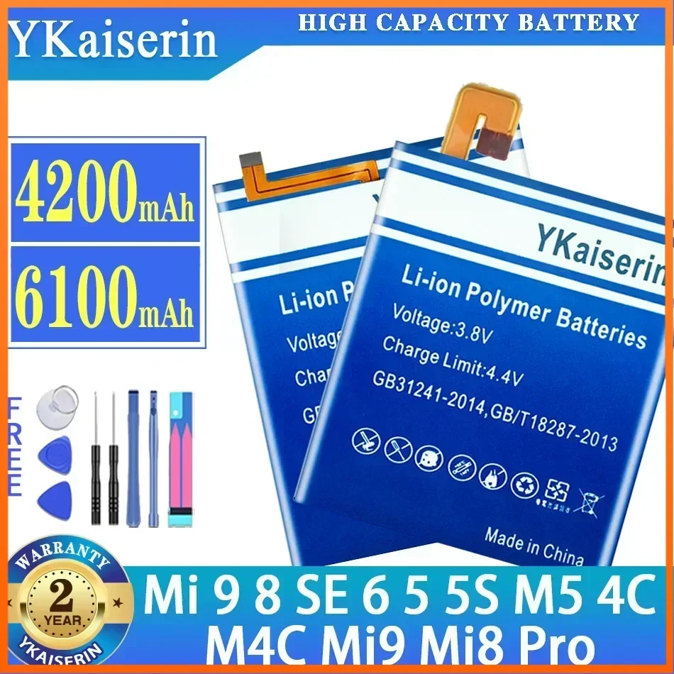 YKaiserin Battery For Xiaomi Mi 9 8 SE Pro 6 5 5S M5 4C M4C Mi9 Mi8 Pro Mi6 Mi5 Mi5S Mi4C 9SE 8SE 8Pro For Xiaomi 8 M8 batteria