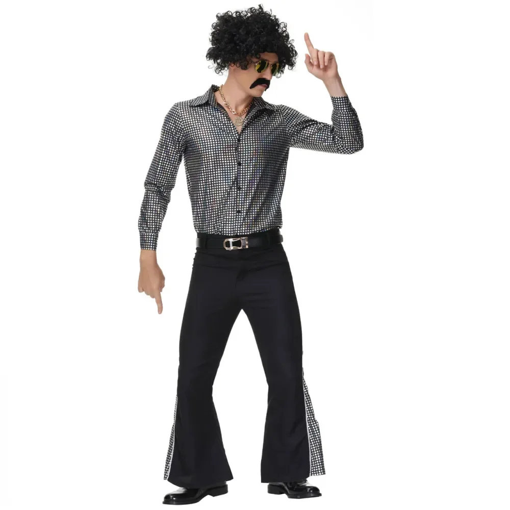 Carnaval Halloween Kostuum Voor Mannen Retro 60S 70S Hippie Cosplay Fancy Vermomming Kleding Party Rock Disco Night Club