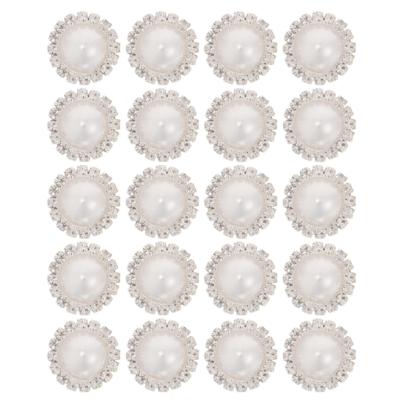 

20pcs Pearl Flower Plate Diamond Buckle Decorative Resin Buttons for Sewing Clothes Crafts DIY Projects Wedding Accessories