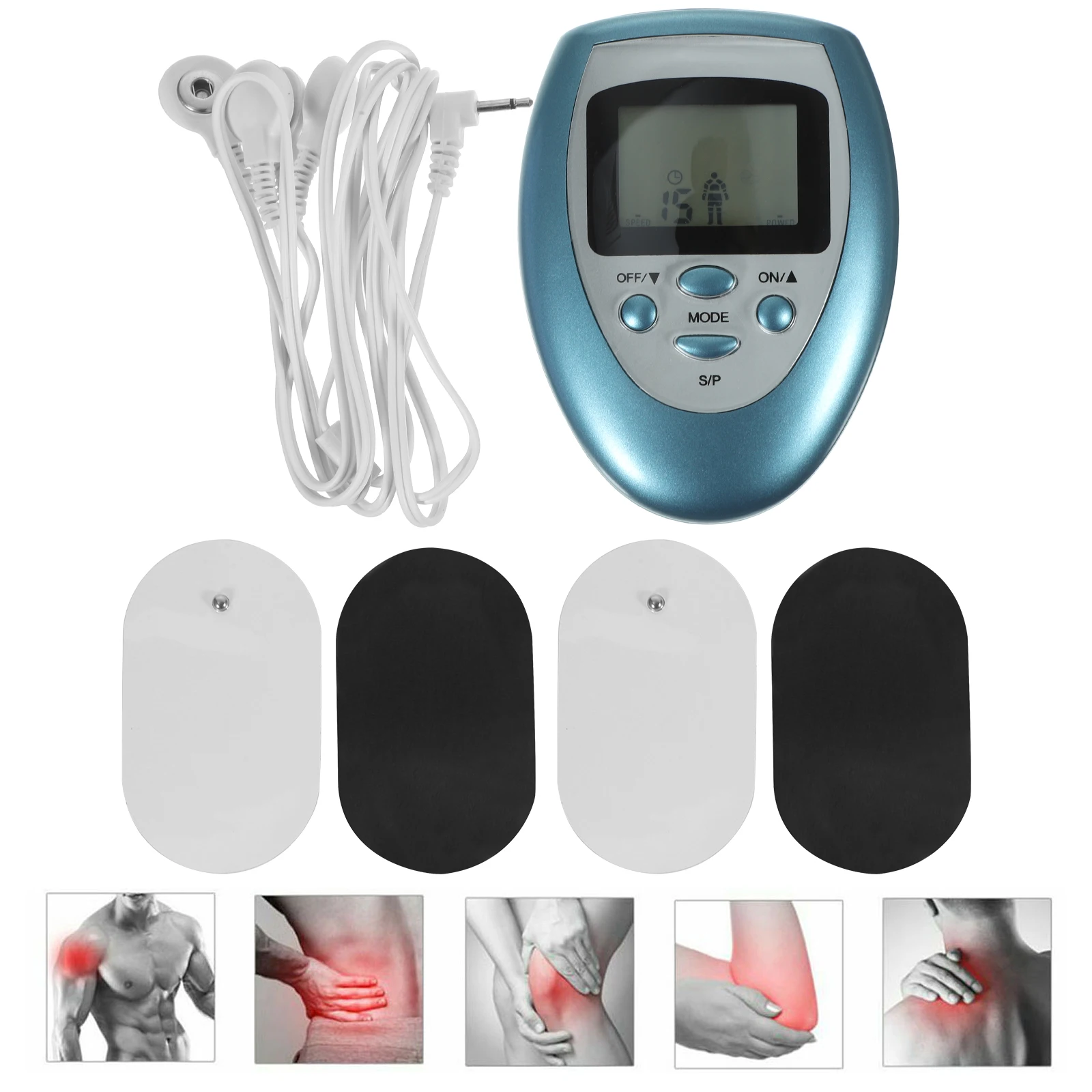 

4 Pads Electric Muscle Stimulator Therapy Machine Waist Shoulders Legs Pain Relief Portable Digital Massager 8 Modes