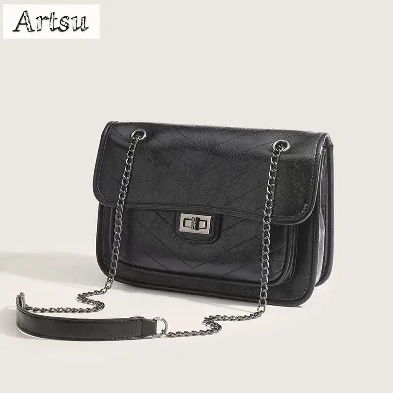 

New Leisure Small Square Bag Female Shoulder Bags Advanced Black Chain Bags Commuter Korean Style Trend Fashion Crossbody Bags