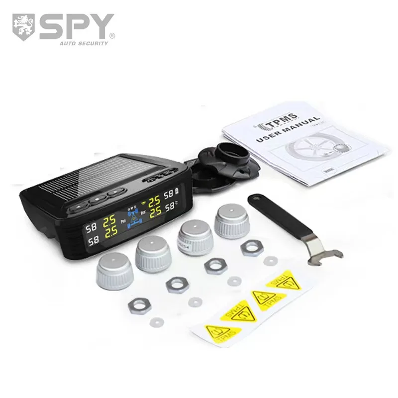 TPMS solar /USB dual charging Car Digital Wireless Low air Valve Tire Pressure Gauge Sensor Monitoring System External sensor