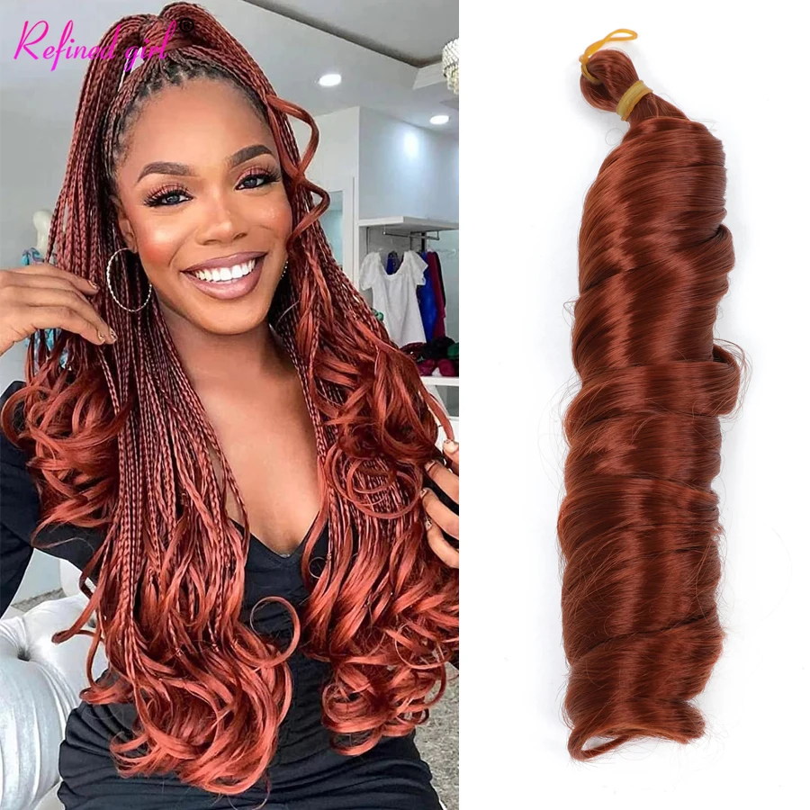 French Curly Braiding Hair for Box Braids Loose Wave Crochet Braids Spanish Spiral Curly Synthetic Hair Extensions for Woman