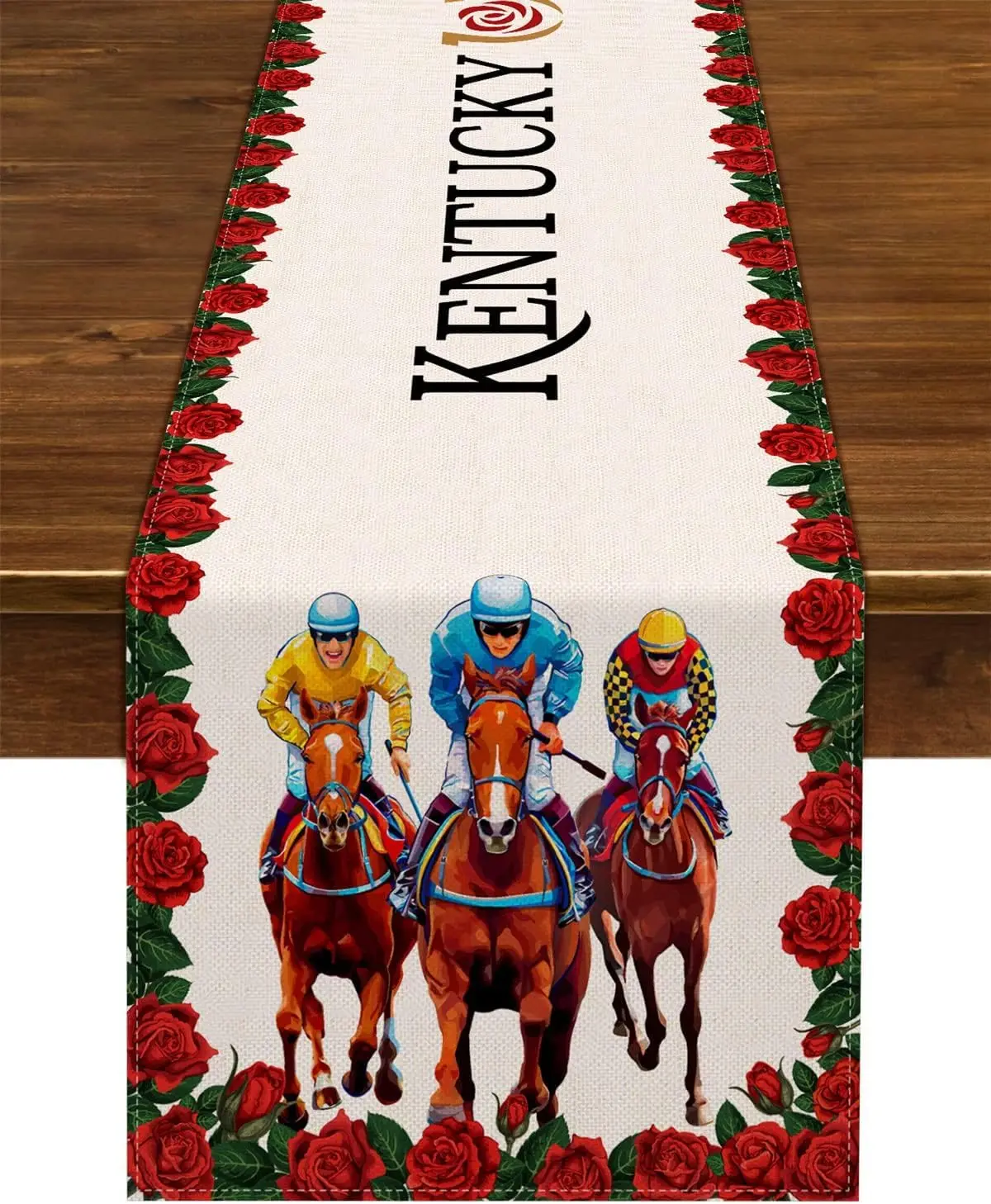 

Kentucky Table Runner Run for The Roses Horse Racing Party Decoration Home Kitchen Dining Room Decor