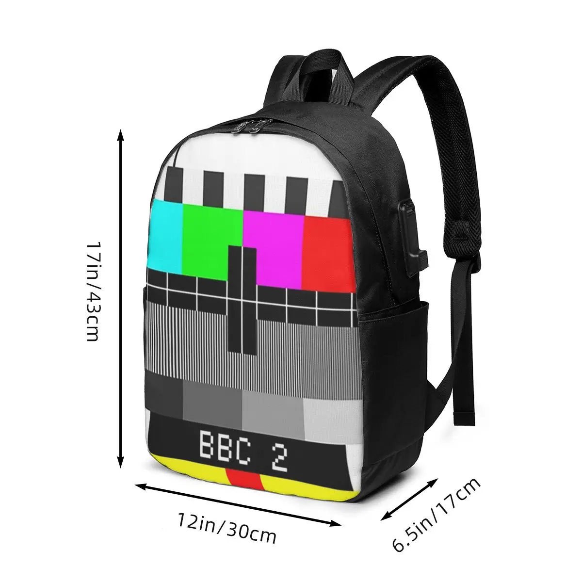 Cartoon TV Bars Signal Error Backpack Travel Notebook Bag Computer College Student School Bag Laptop Shoulder Bags for Men Women