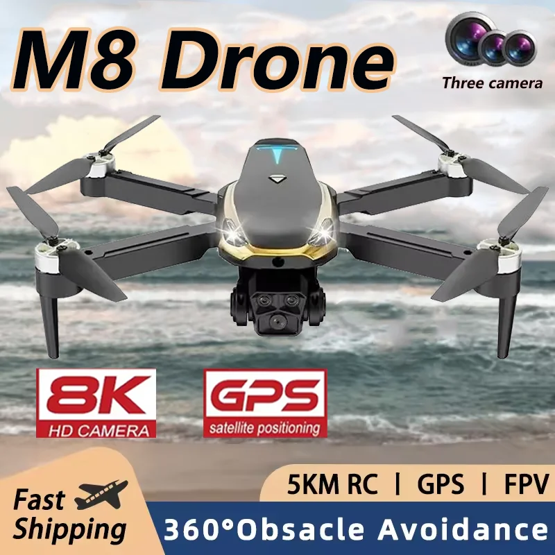 M8 RC Drone 5G Professinal With Photography UAV Wide Angle 8K HD Three Camera Foldable Helicopter WIFI FPV Helicopter Gifts Toys