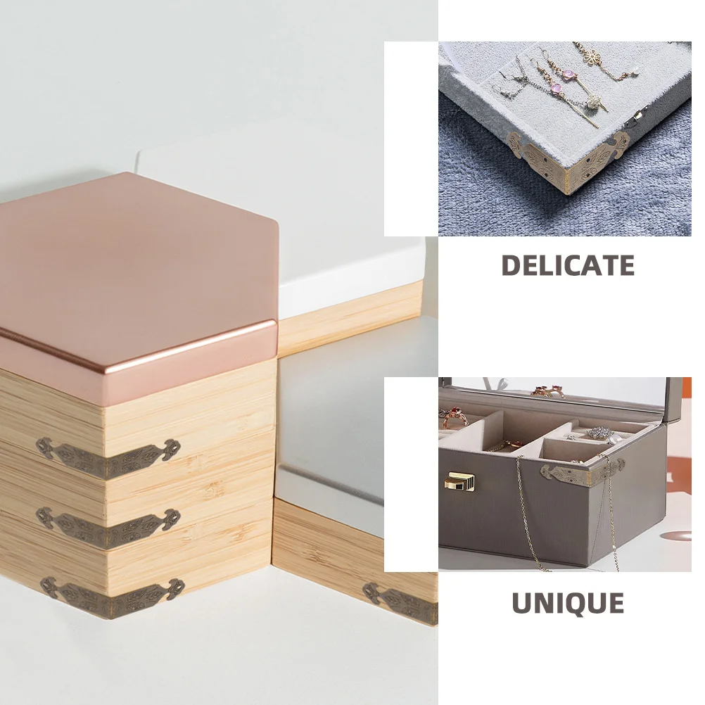 

8Pcs Vintage Copper Box Corner Protectors Metal Corner Guards Decorative for Jewelry Wooden Boxes Furniture Protection