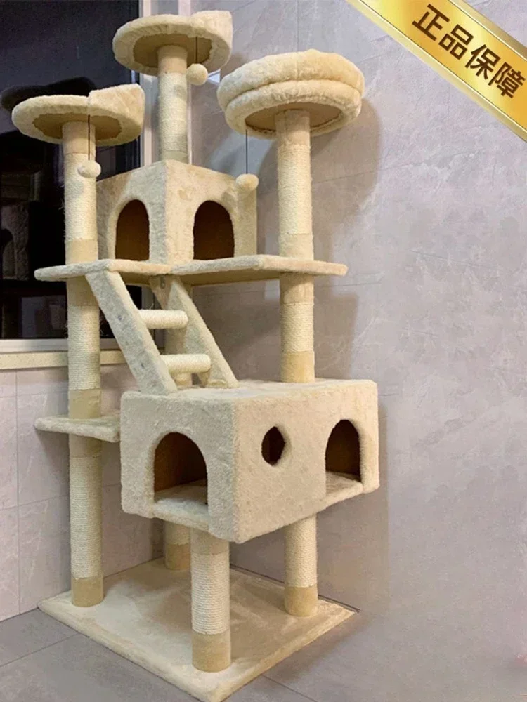 Sturdy Cat Climbing Frame with Large Sisal Scratching Board - Perfect for Cat Houses & Condos