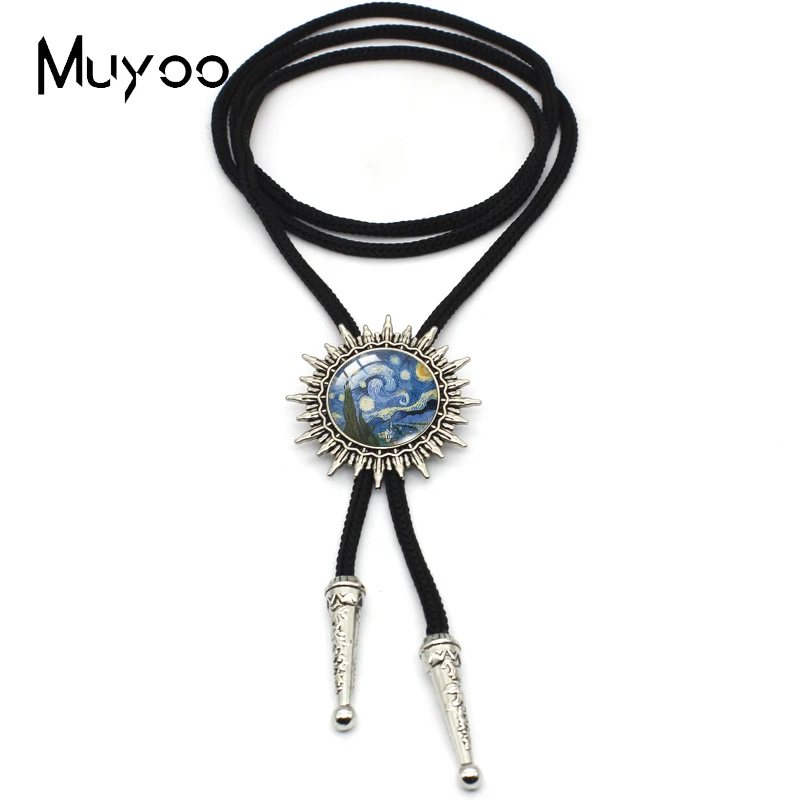 BOLO-00184 New Fashion Van Gogh Oil Paintings Handcraft Glass Dome Bolo Tie Necktie Pendant Jewelry Necklace