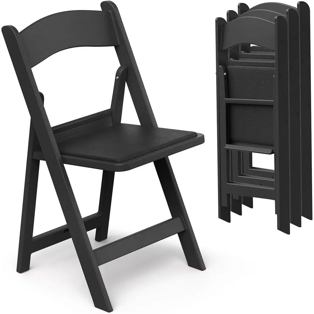 Outdoor Patio Chair Set of 4 for Gardens and Events, Lightweight with Cushioned Seats, Waterproof, Double Braced, Non-Slip Feet,
