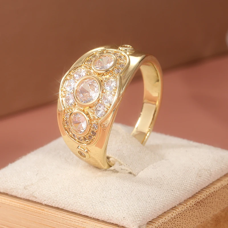 Vintage Style Bright Cubic Zirconia Rings Fashionable Commuter Rings For Parties Weddings Zirconia Engagement image 4