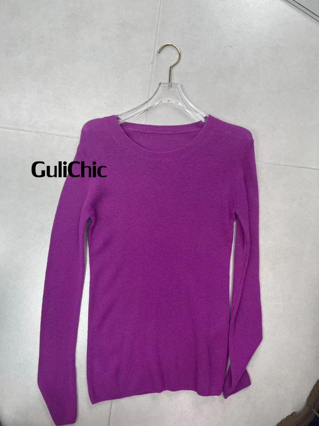 12.1 GuliChic Cashmere Classic Fashion Solid Color Stretch Slim Thin Knitted Pullover Sweater Knitwear Top Women