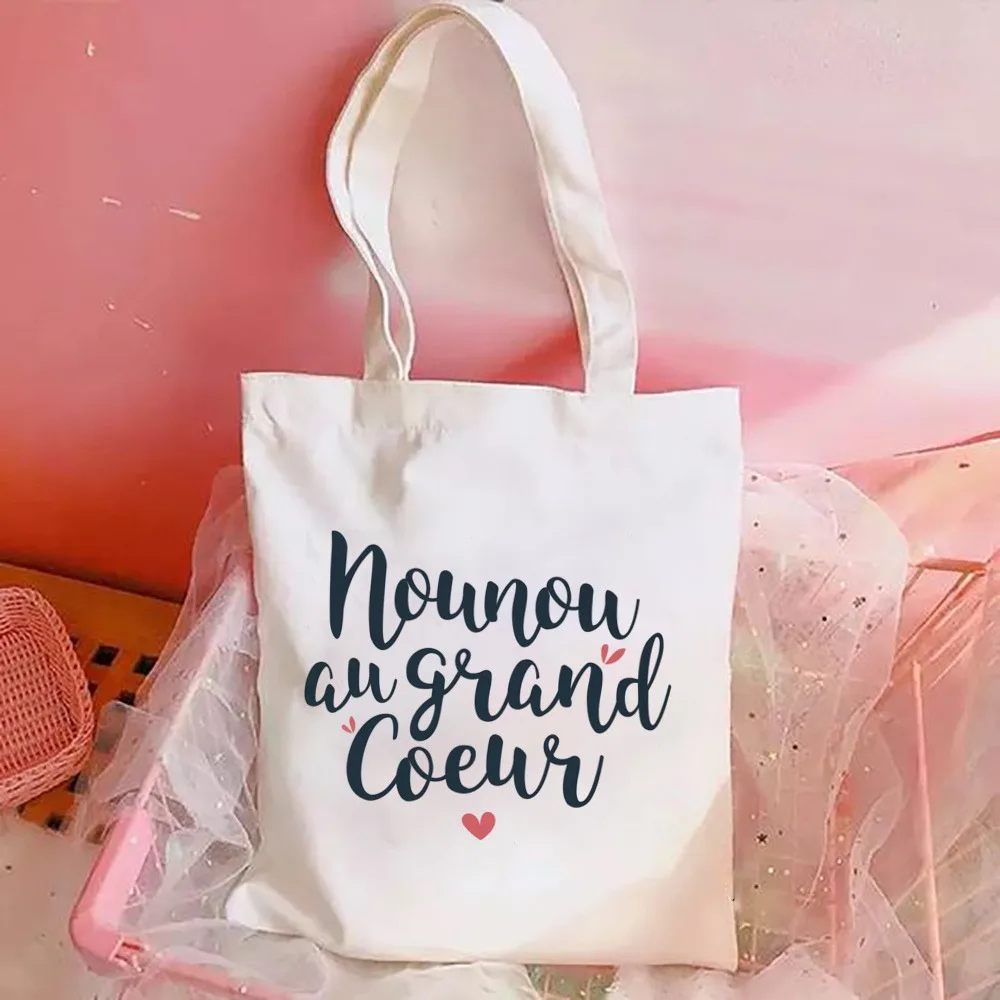 Bolso de mano con estampado de letras de niñera, bolso informal y bolso de compras para mujer, bolso de hombro de gran capacidad, la mejor